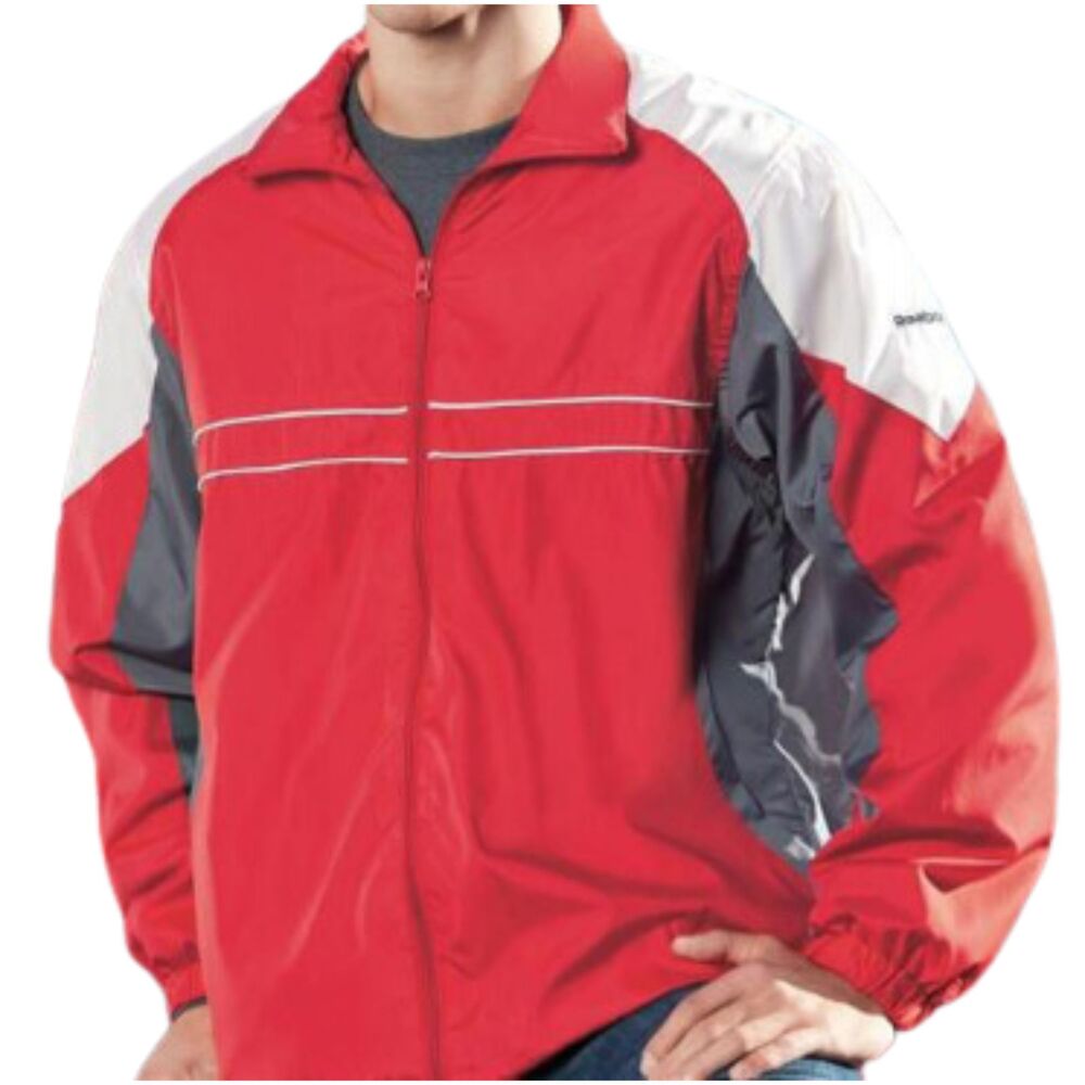 Vintage Reebok Red & Gray Track Windbreaker Full Zip Closure Men's Size 2XL